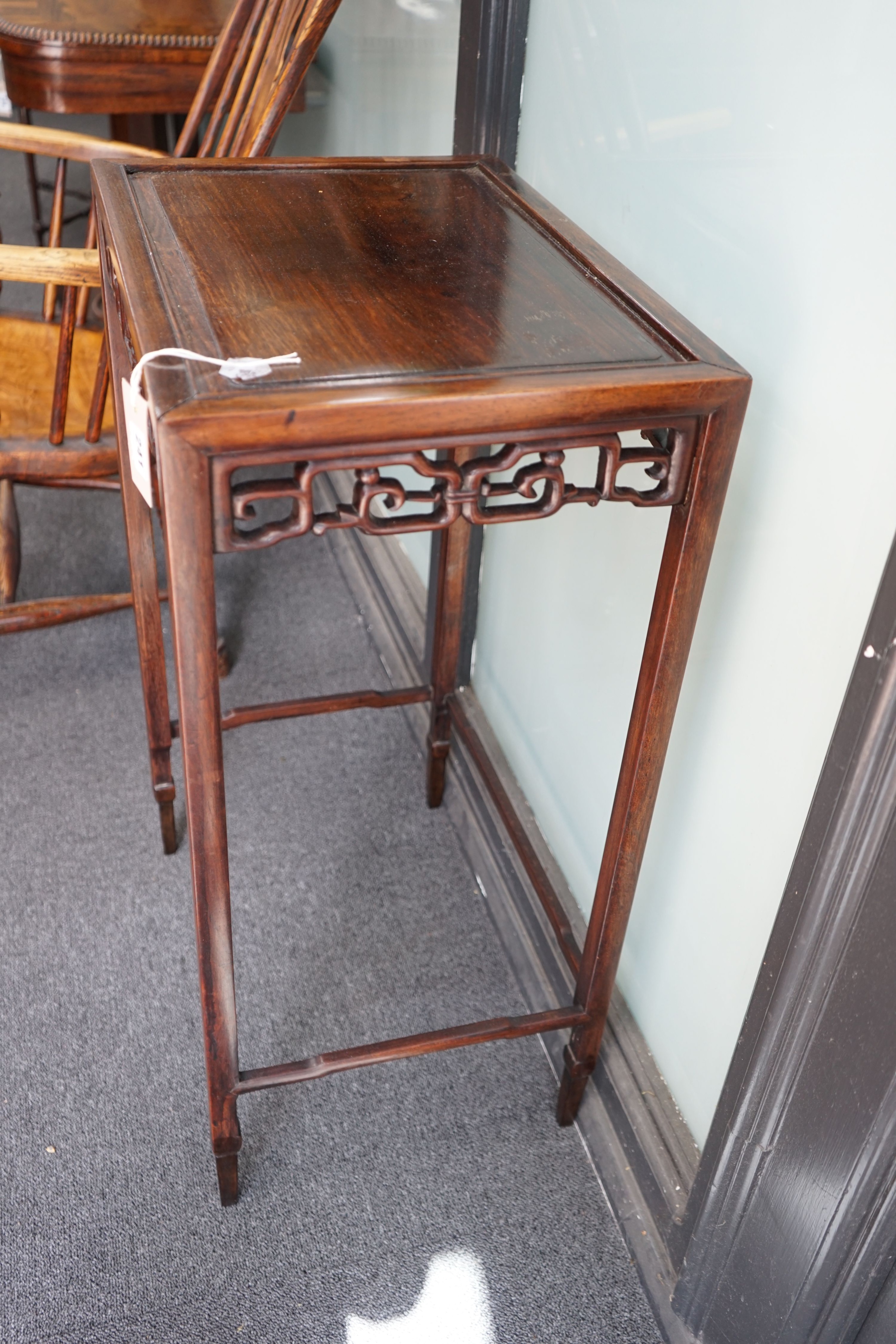 A Chinese hongmu side table, width 50cm depth 36cm height 80cm, originally from a nest